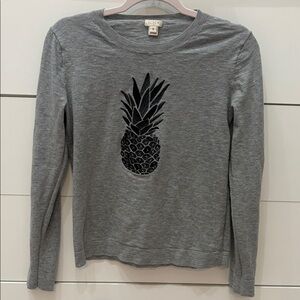 J. Crew Gray Sweater with Black Pineapple Motif